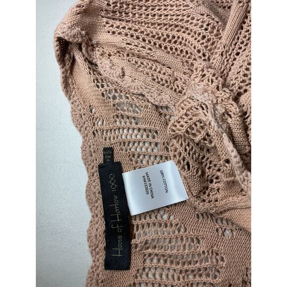 House Of Harlow 1960 x Revolve 'Kameli' Tan Cotton Pointelle Cropped Sweater - Picture 4 of 4